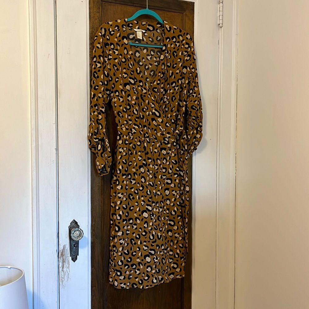 H&M leopard print wrap dress